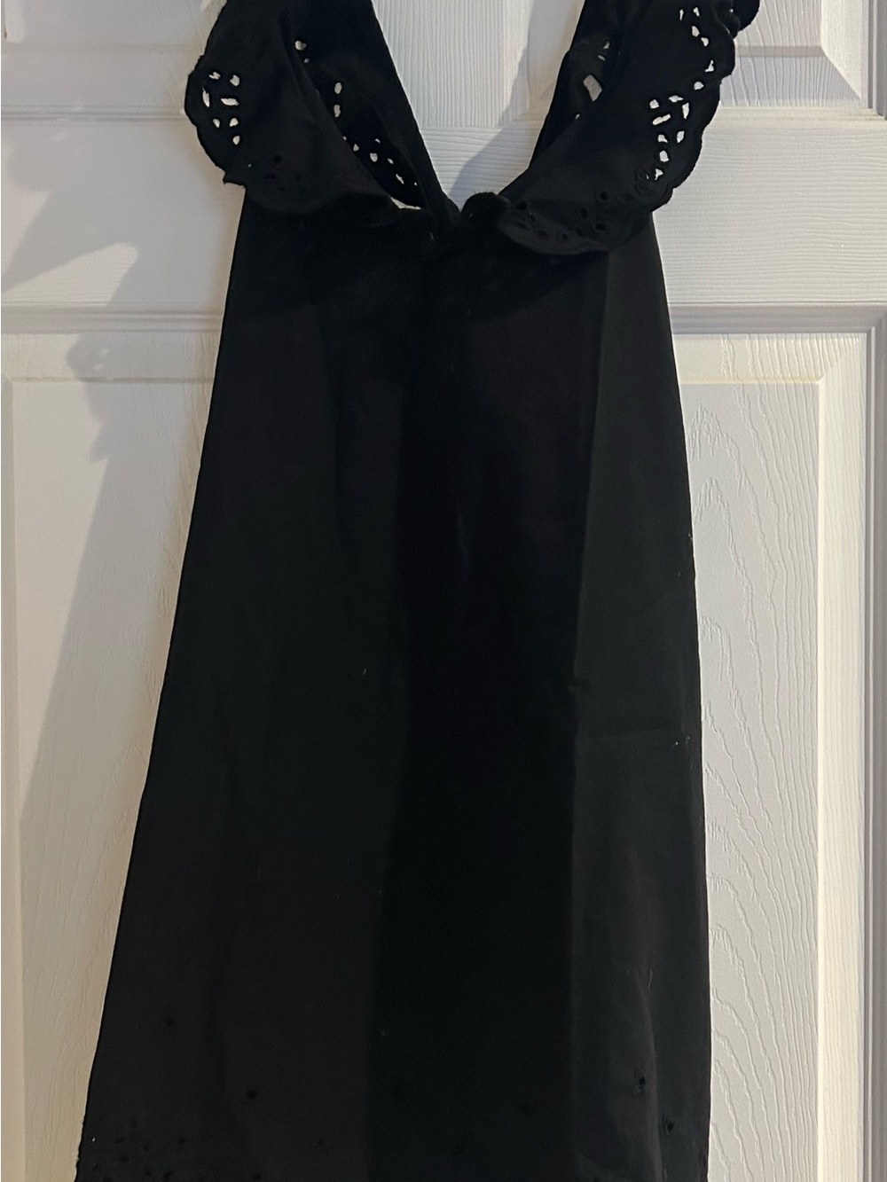 Wilfred Black Mini Dress with Eyelet Details, pockets , XS